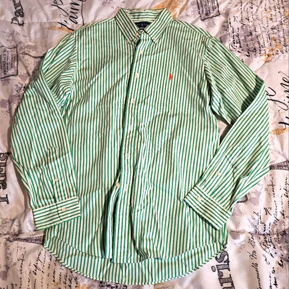 Ralph Lauren Green Striped Men's Shirt